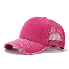 Distressed Ponytail Hat Mesh Baseball Cap
