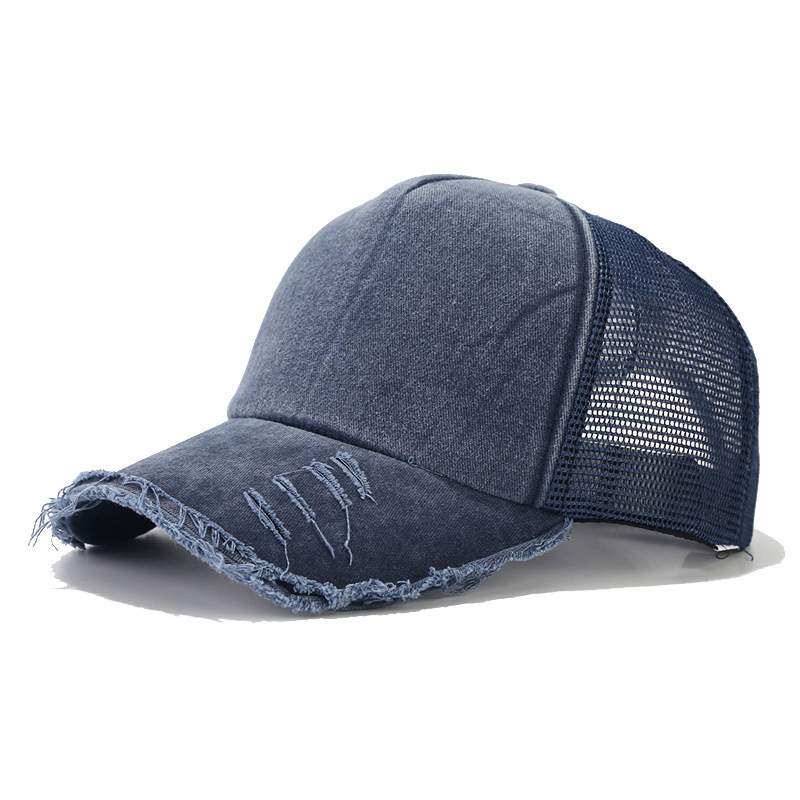 Distressed Ponytail Hat Mesh Baseball Cap