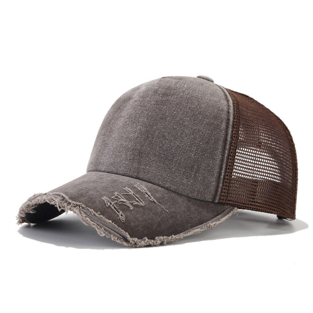 Distressed Ponytail Hat Mesh Baseball Cap