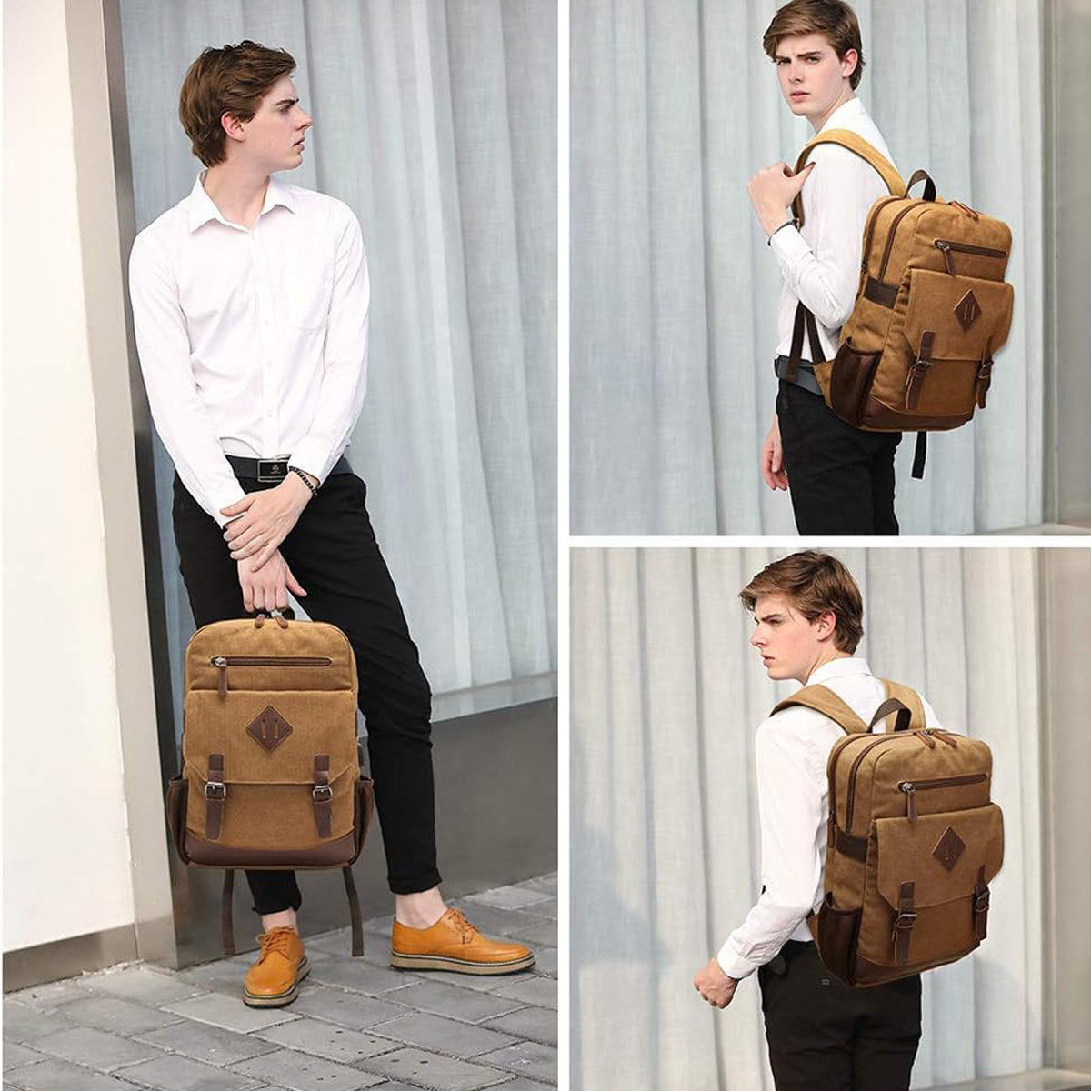 High Capacity Vintage Canvas and Leather Backpack