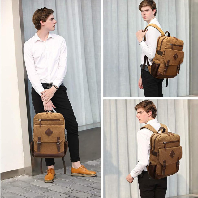 High Capacity Vintage Canvas and Leather Backpack