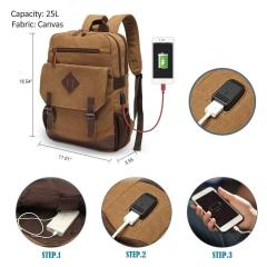 High Capacity Vintage Canvas and Leather Backpack