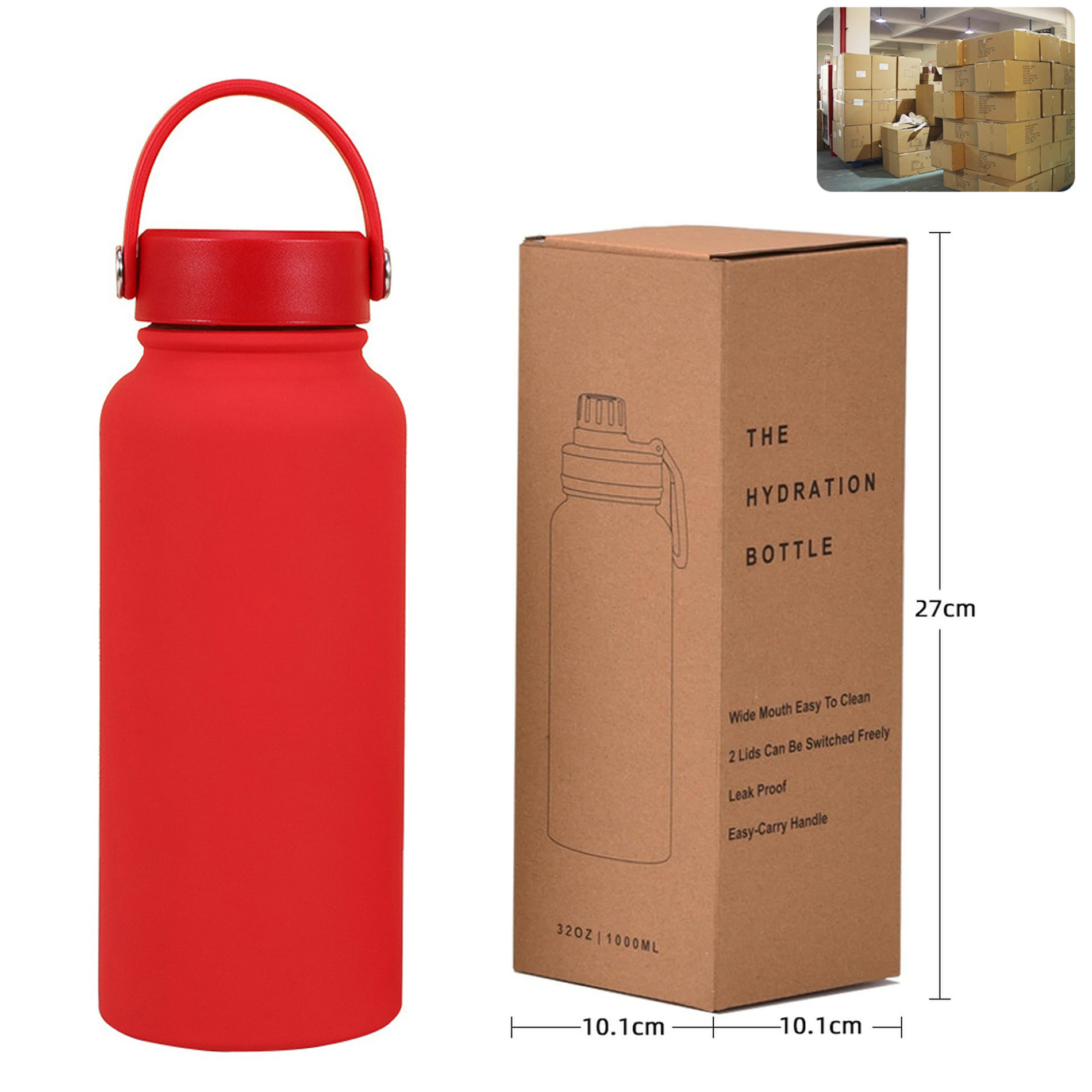 Insulated Sports Water Bottle with Portable Stainless Lid