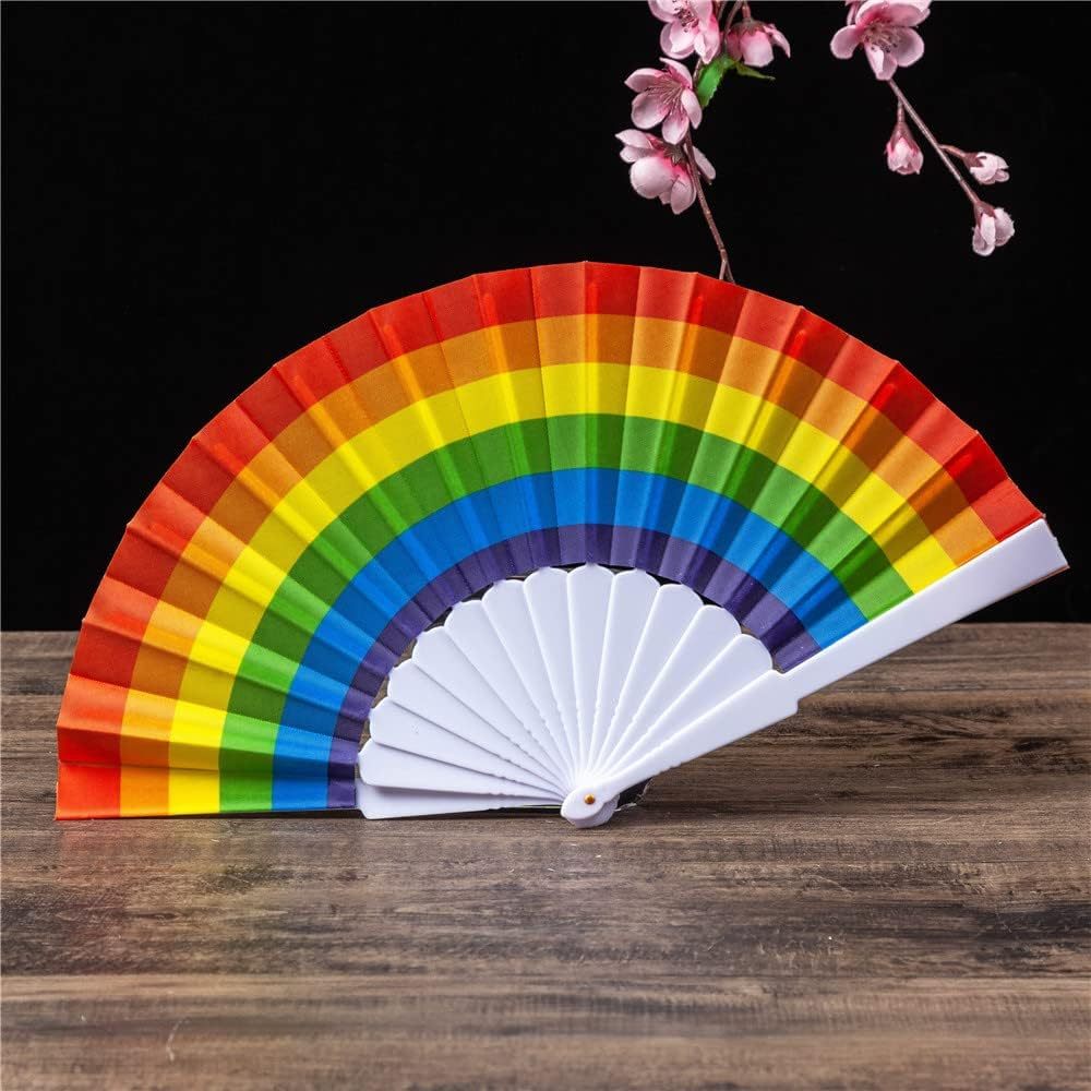 Rainbow Folding Hand Held Fan