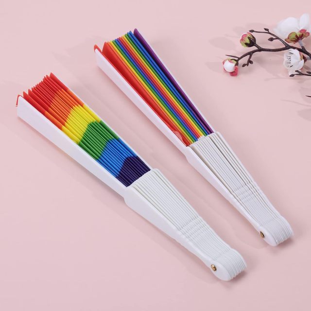 Rainbow Folding Hand Held Fan