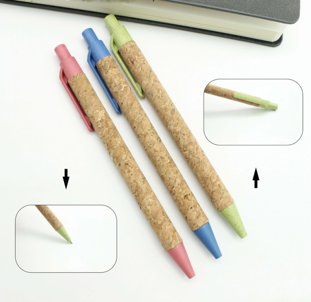 Recycled Wheat Straw Retractable Ballpoint Pens