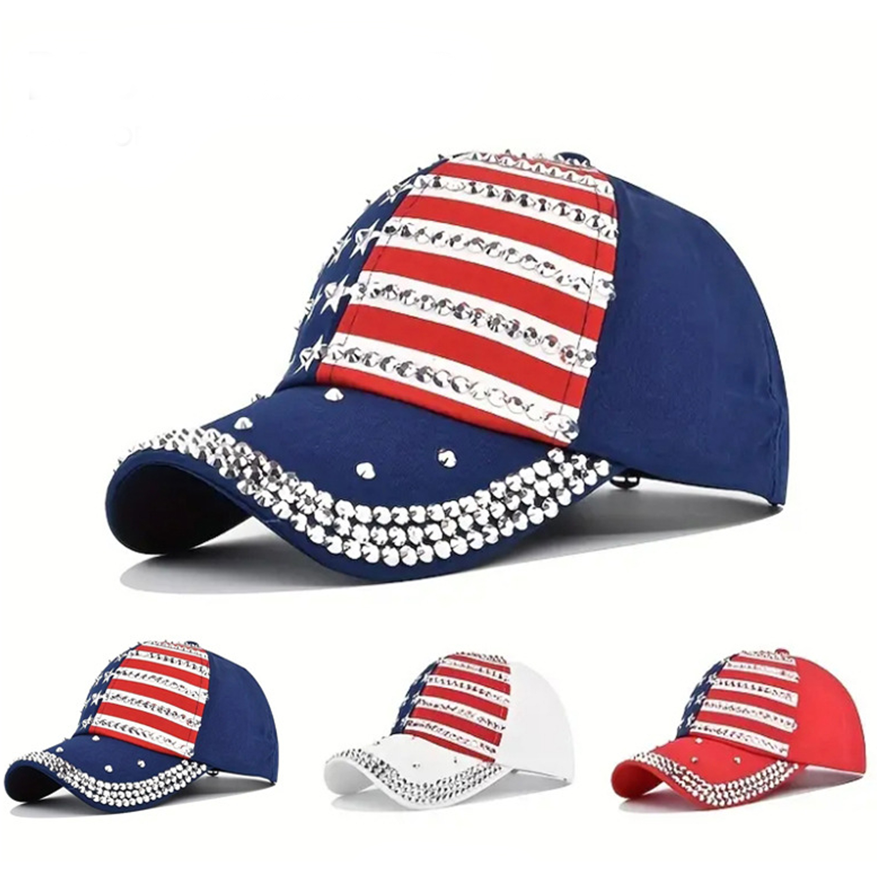 Sparkle Rhinestone USA Flag Hip Hop Hat