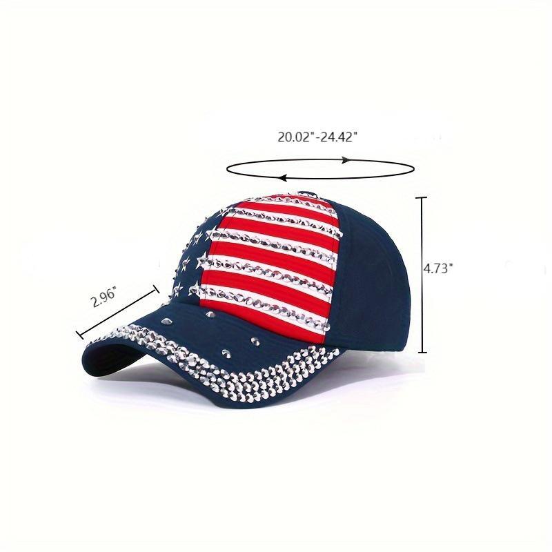 Sparkle Rhinestone USA Flag Hip Hop Hat