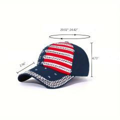 Sparkle Rhinestone USA Flag Hip Hop Hat