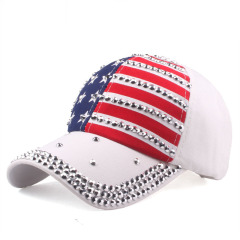 Sparkle Rhinestone USA Flag Hip Hop Hat