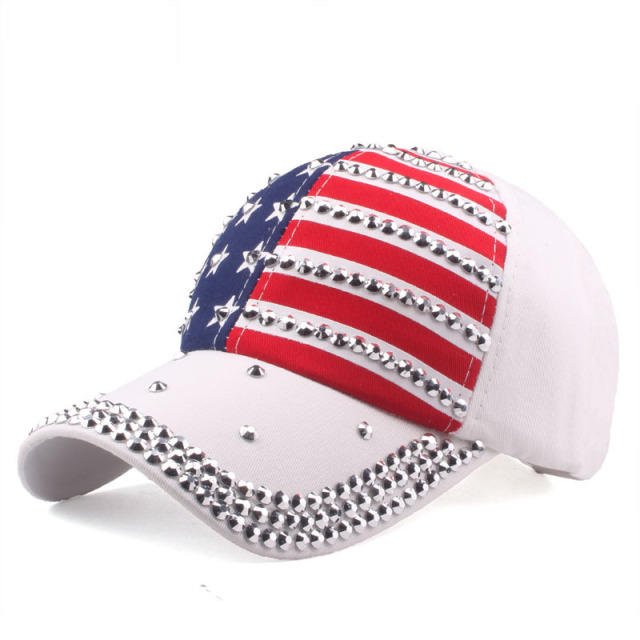Sparkle Rhinestone USA Flag Hip Hop Hat