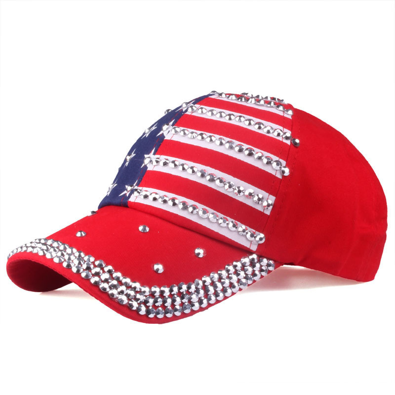 Sparkle Rhinestone USA Flag Hip Hop Hat