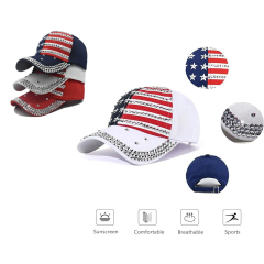 Sparkle Rhinestone USA Flag Hip Hop Hat