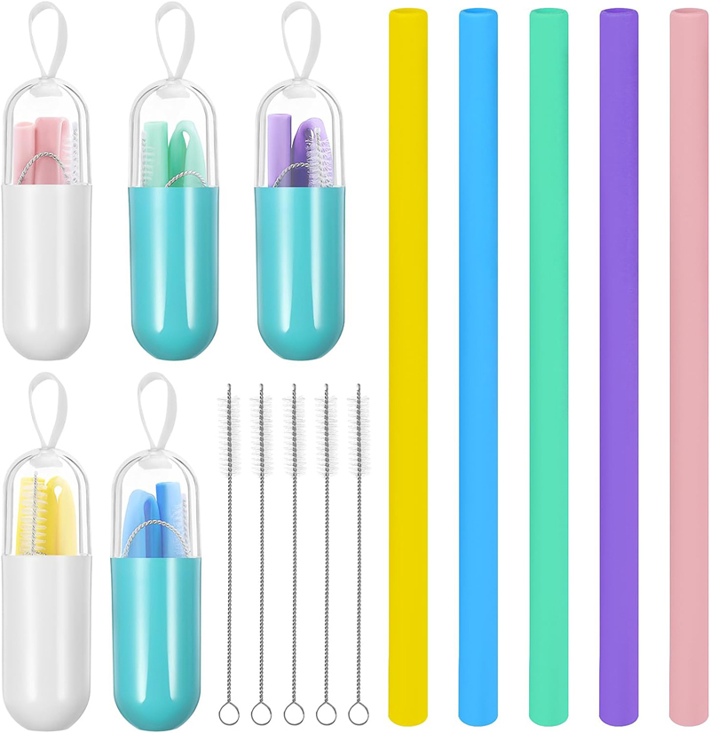 Foldable Silicone Straw Set