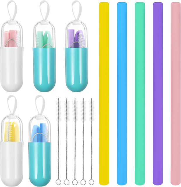 Foldable Silicone Straw Set