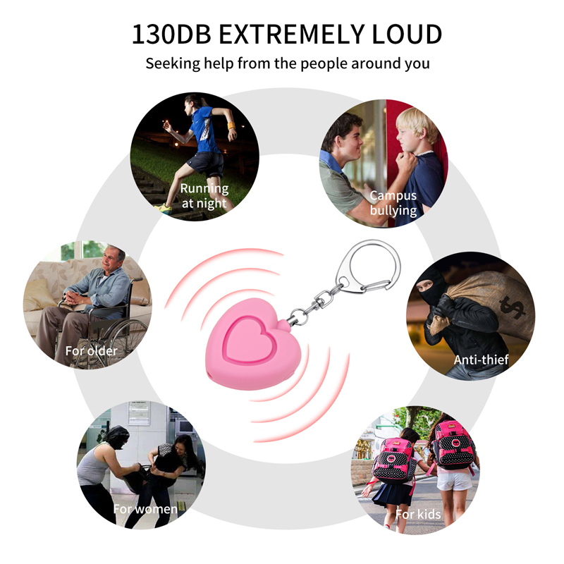 Heart Safety Alarm Keychain With LED Light