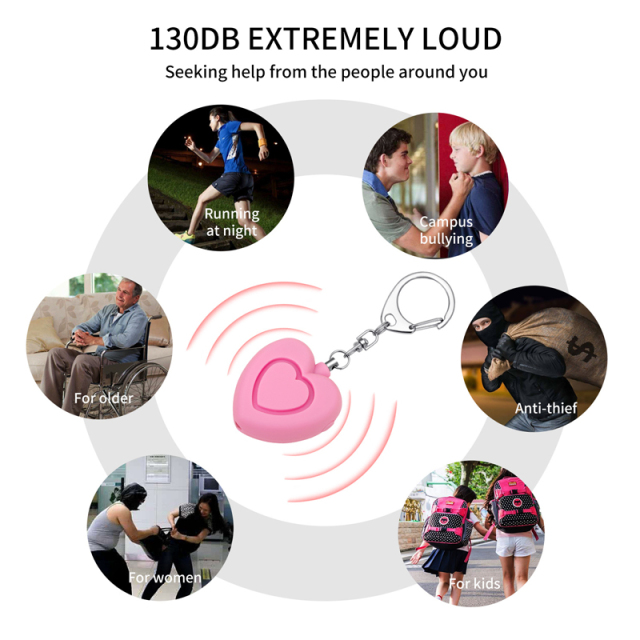 Heart Safety Alarm Keychain With LED Light