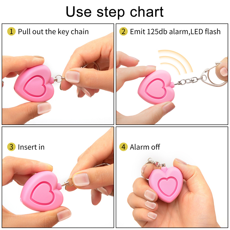 Heart Safety Alarm Keychain With LED Light