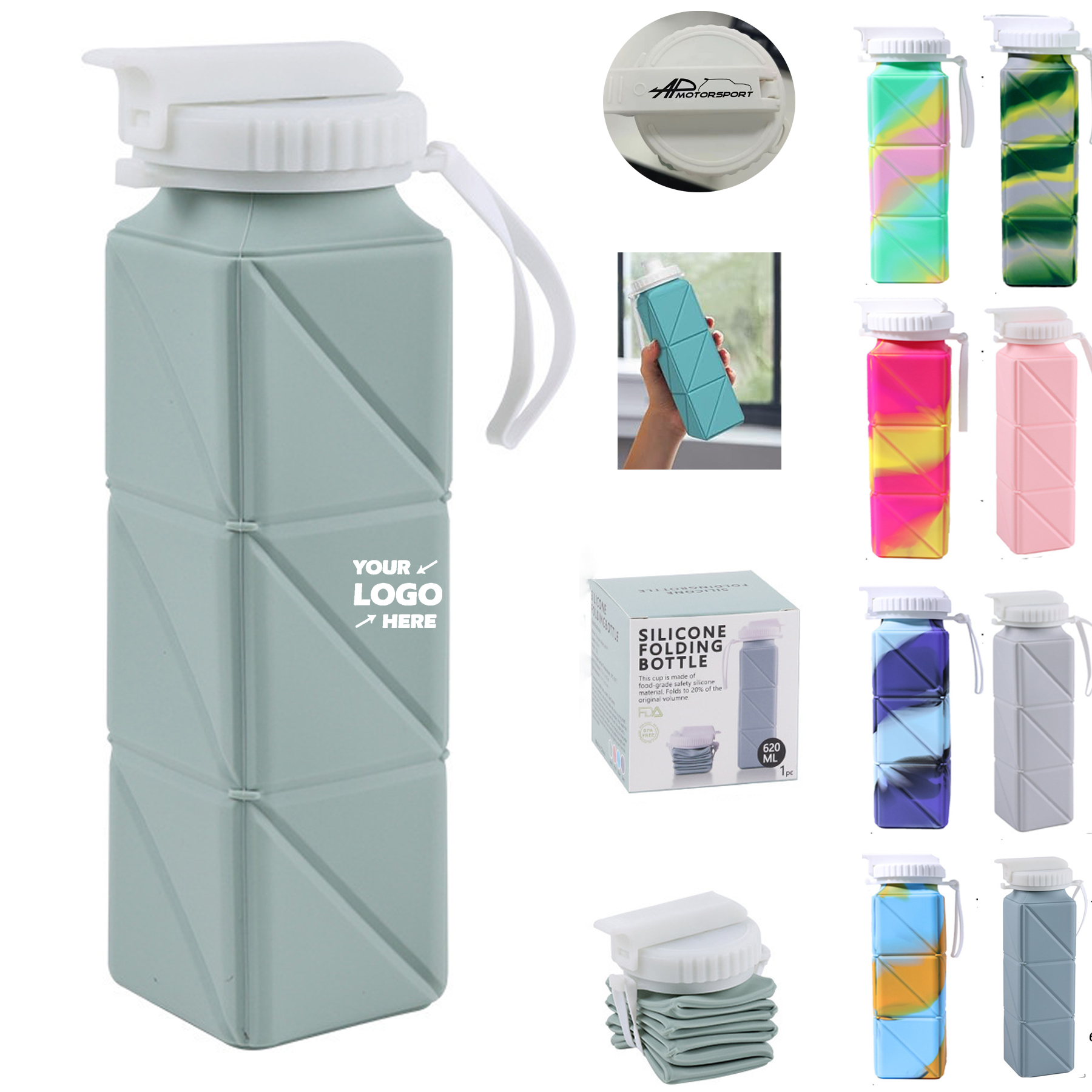 Collapsible Water Bottles Leakproof Lid