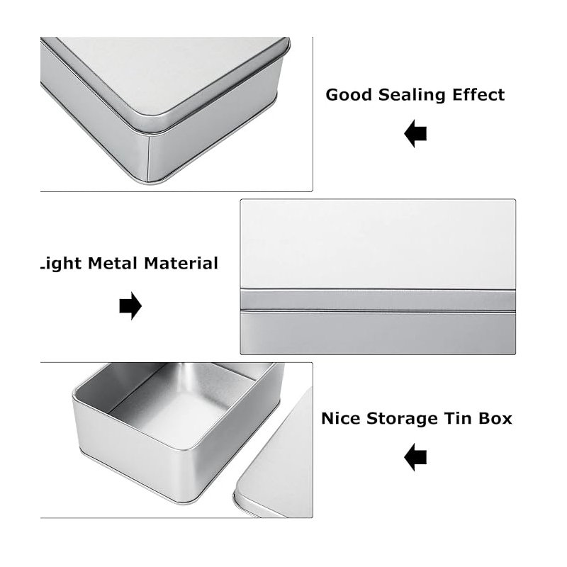 Rectangular Metal Empty Hinged Tins Containers