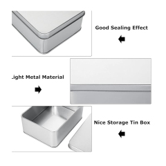 Rectangular Metal Empty Hinged Tins Containers