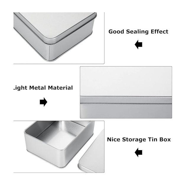 Rectangular Metal Empty Hinged Tins Containers