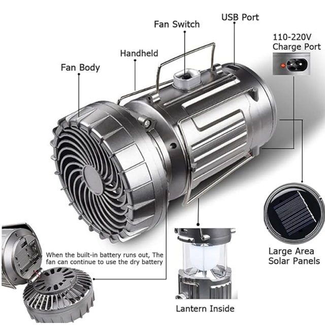 Solar Camping Lantern with Fan