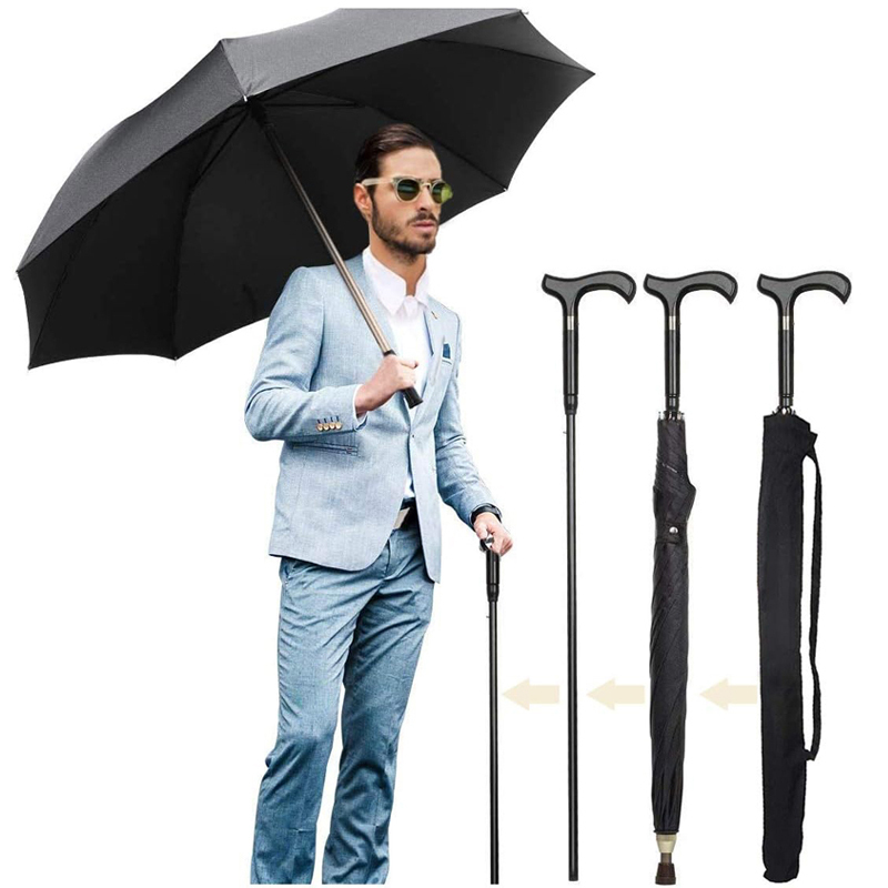 Windproof Walking Sticks Crutch Umbrella