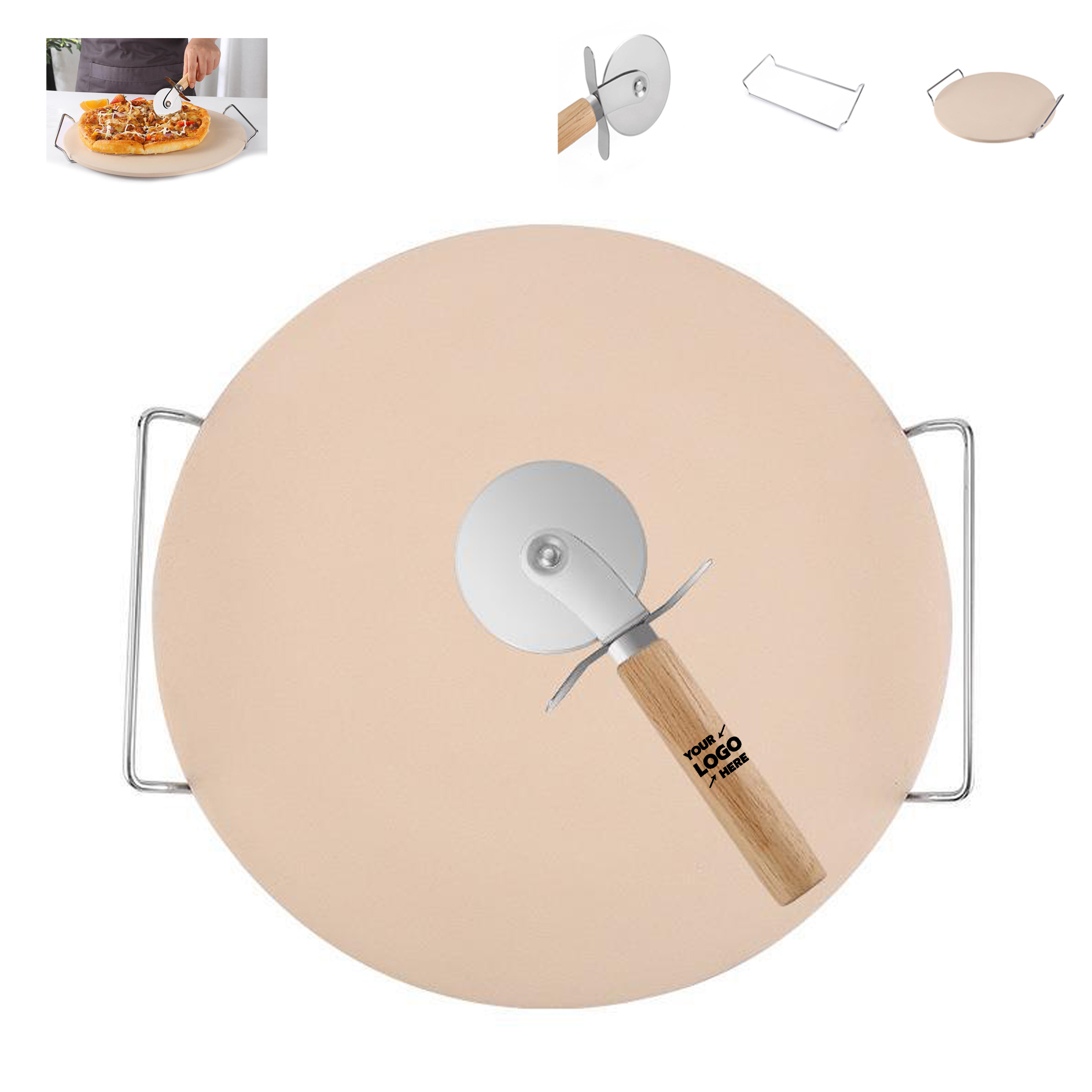 13" Pizza Stone Set-Beige