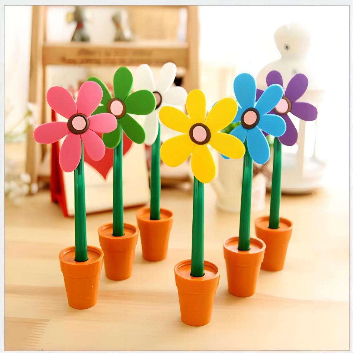 Flower Ballpoint Pen With Pot Stand