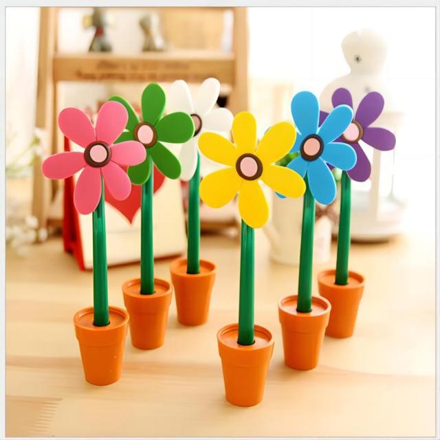 Flower Ballpoint Pen With Pot Stand