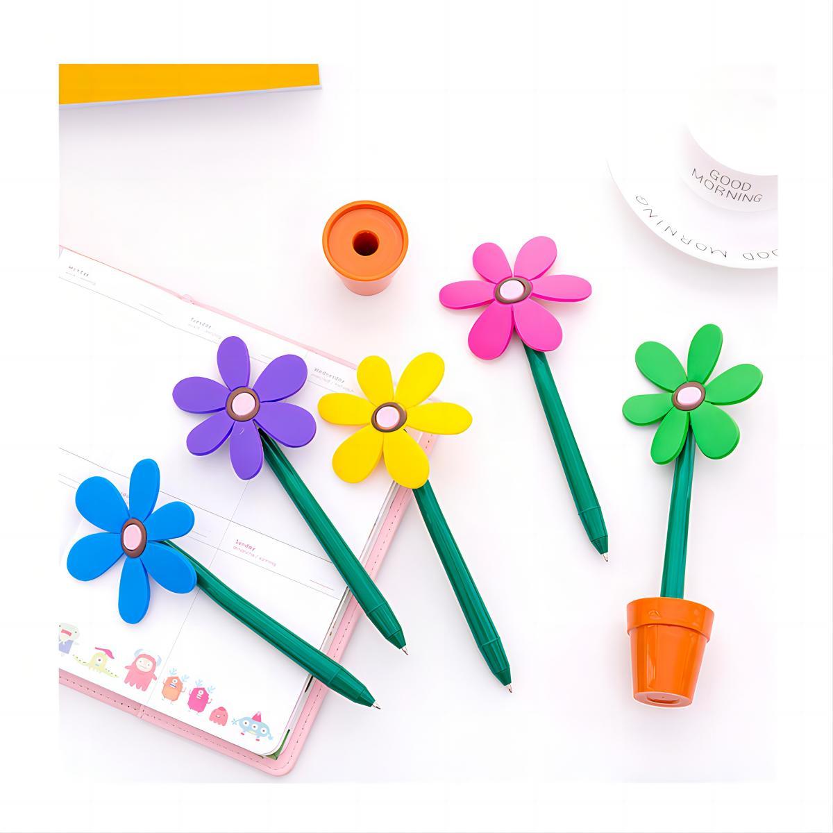 Flower Ballpoint Pen With Pot Stand
