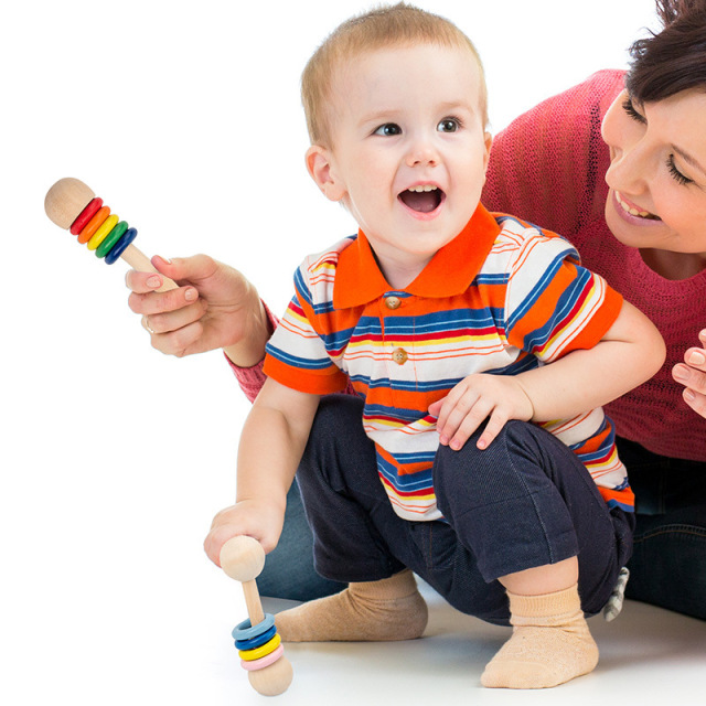 Handheld Wooden Baby Rattle