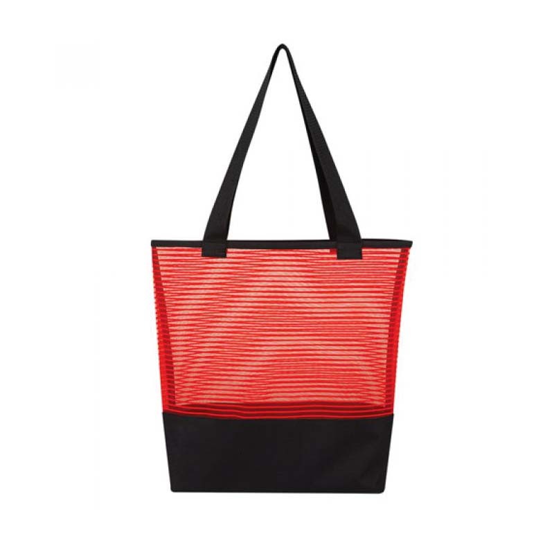 Sheer Mesh and Polyester Pinstripe Tote Bags