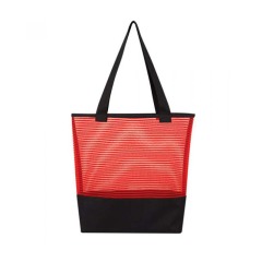 Sheer Mesh and Polyester Pinstripe Tote Bags