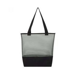 Sheer Mesh and Polyester Pinstripe Tote Bags