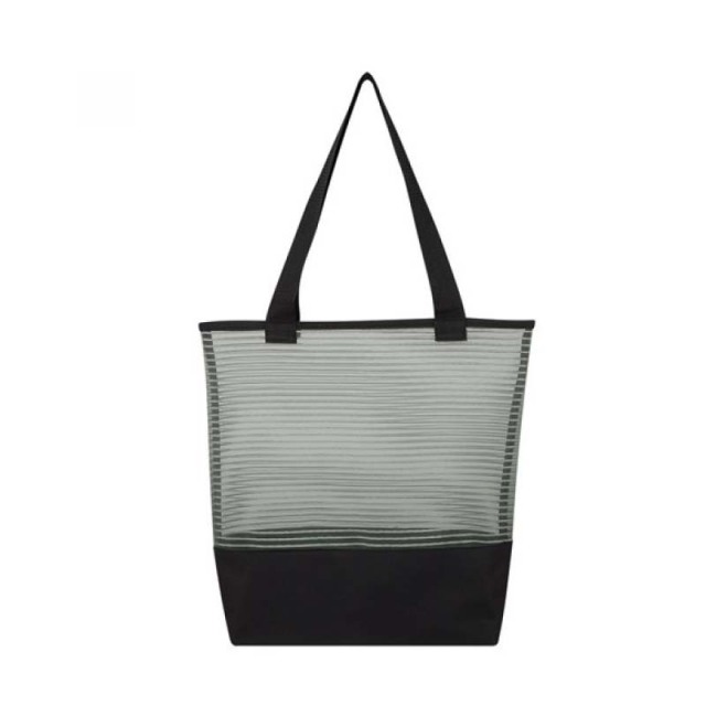 Sheer Mesh and Polyester Pinstripe Tote Bags