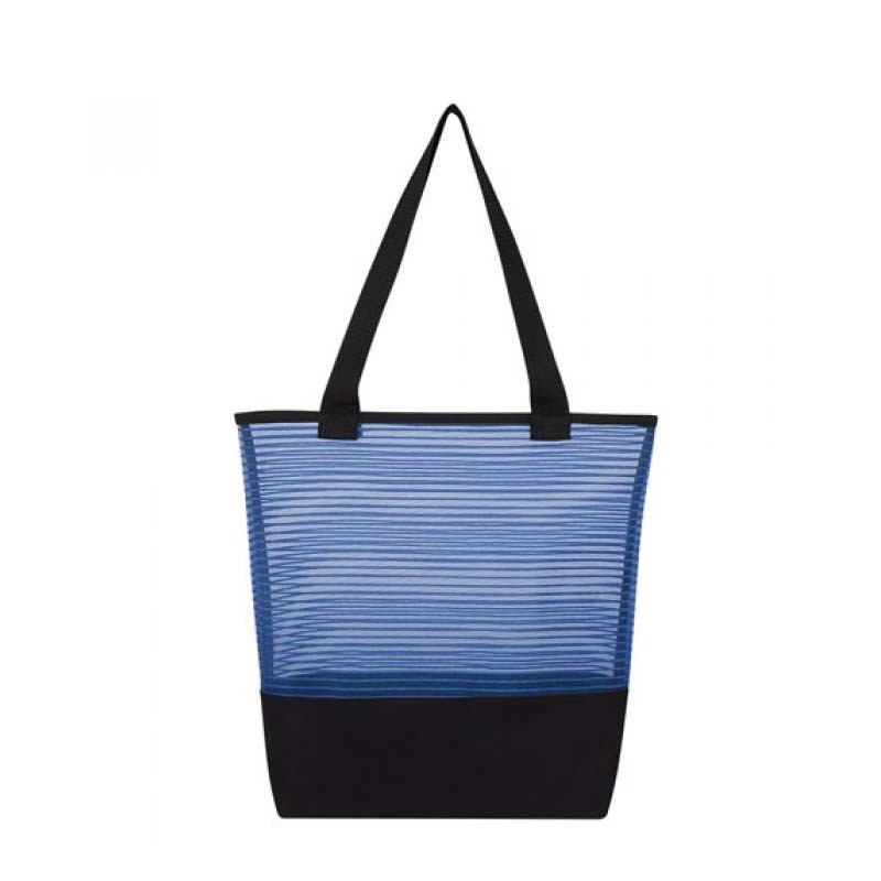 Sheer Mesh and Polyester Pinstripe Tote Bags