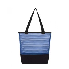 Sheer Mesh and Polyester Pinstripe Tote Bags