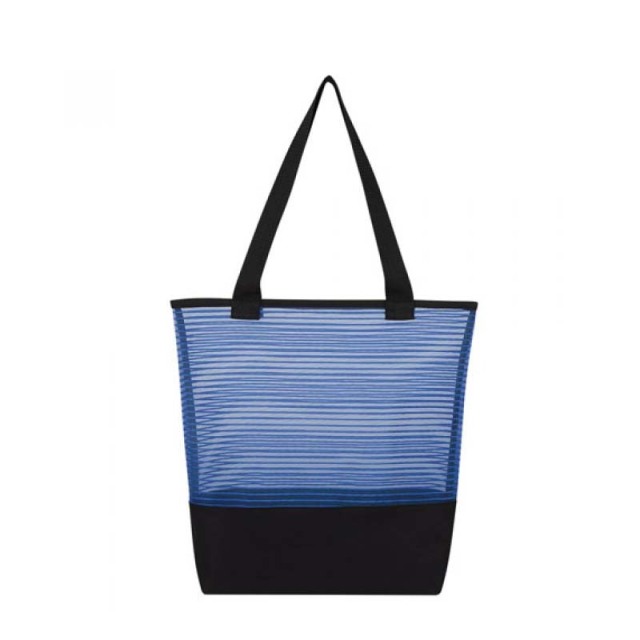Sheer Mesh and Polyester Pinstripe Tote Bags
