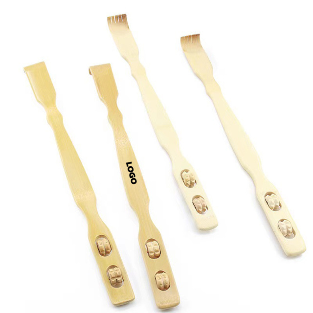 Wood Back Scratcher with Two Massaging Rollers