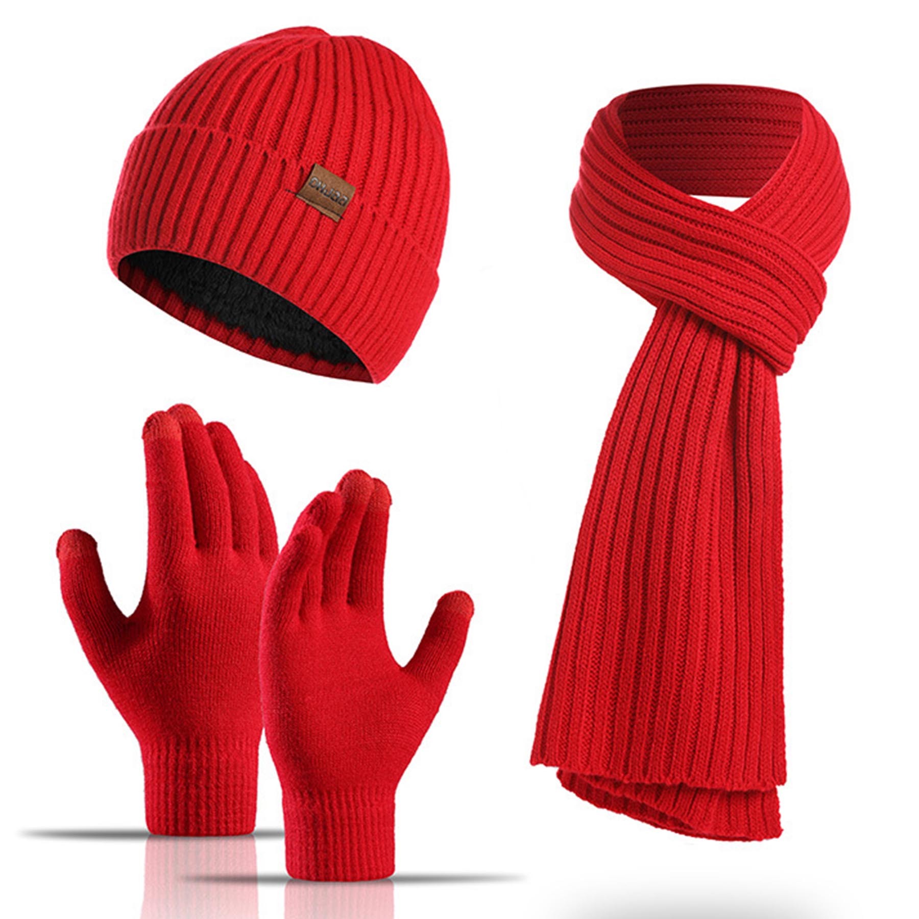Winter Beanie Scarf Gloves Set