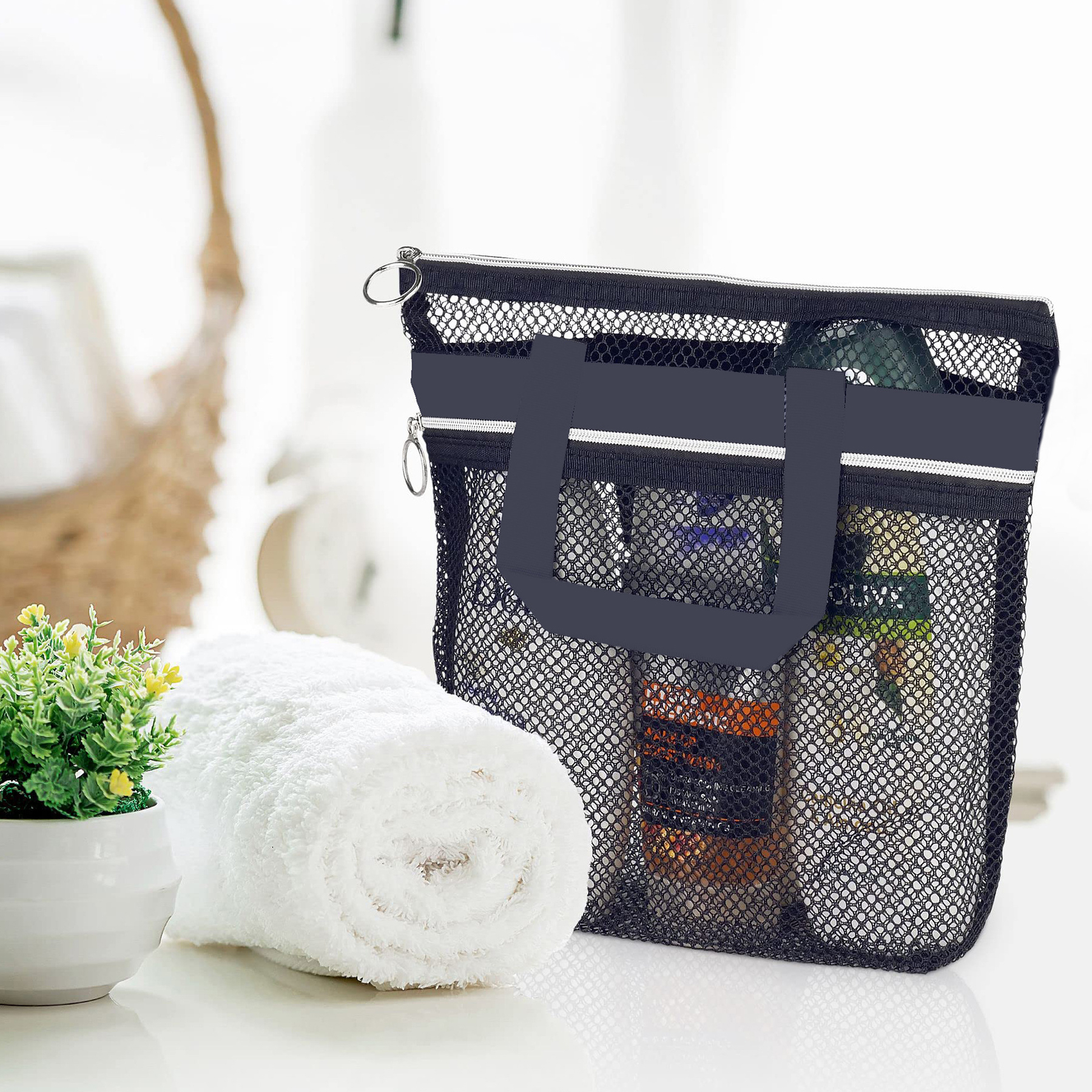 Shower Bag Tote Mesh Caddy Toiletry Organizer