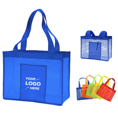 Striped Tote Bag With Front Pocket