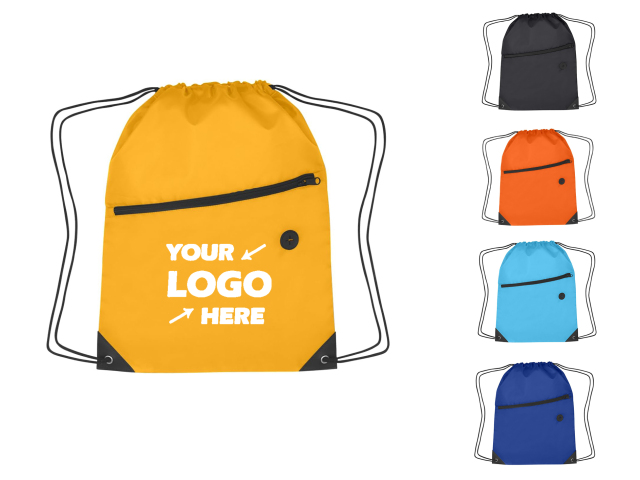 Drawstring Backpack With Zippered Pocket