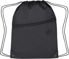 Drawstring Backpack With Zippered Pocket
