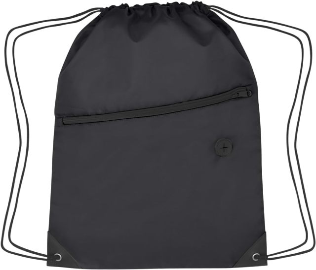 Drawstring Backpack With Zippered Pocket