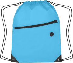 Drawstring Backpack With Zippered Pocket