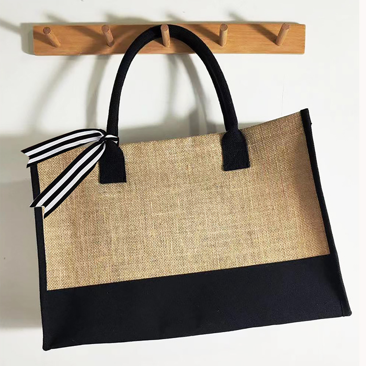 Jute Canvas Tote Bag