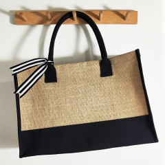 Jute Canvas Tote Bag